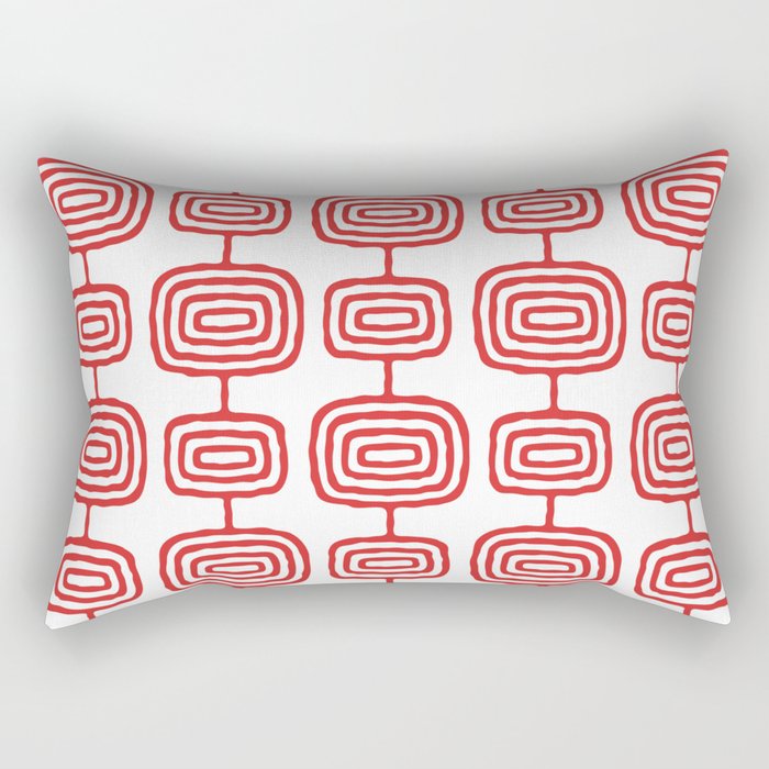 Mid Century Modern Atomic Rings Pattern Red 3 Rectangular Pillow Gallery Image 1