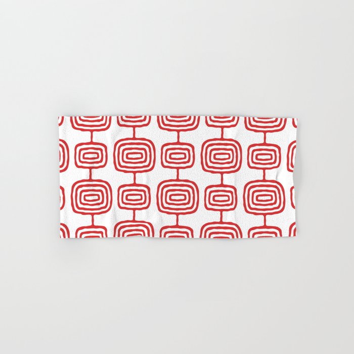 Mid Century Modern Atomic Rings Pattern Red 3 Towels Gallery Image 1