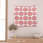Mid Century Modern Atomic Rings Pattern Red 3 Wall Tapestry Gallery Image 2