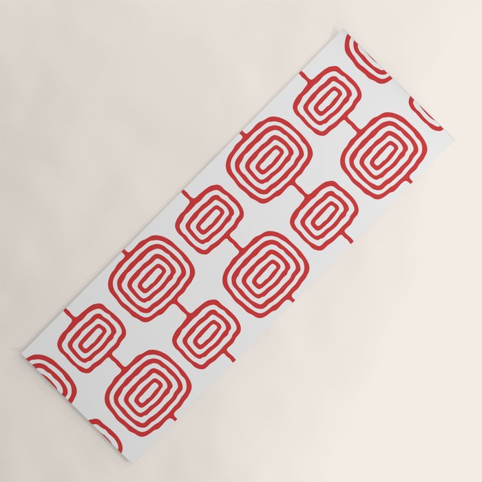 Mid Century Modern Atomic Rings Pattern Red 3 Yoga Mat Gallery Image 1