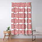 Mid Century Modern Atomic Rings Pattern Red 3 Window Curtain Gallery Image 5
