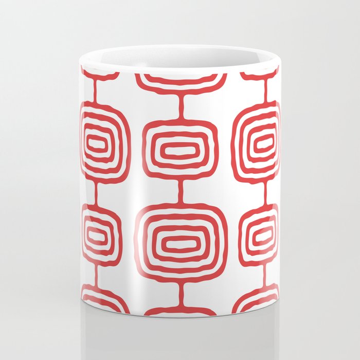 Mid Century Modern Atomic Rings Pattern Red 3 Coffee Mug Gallery Image 4