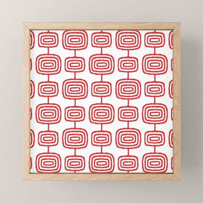 Mid Century Modern Atomic Rings Pattern Red 3 Mini Art Print Gallery Image 1