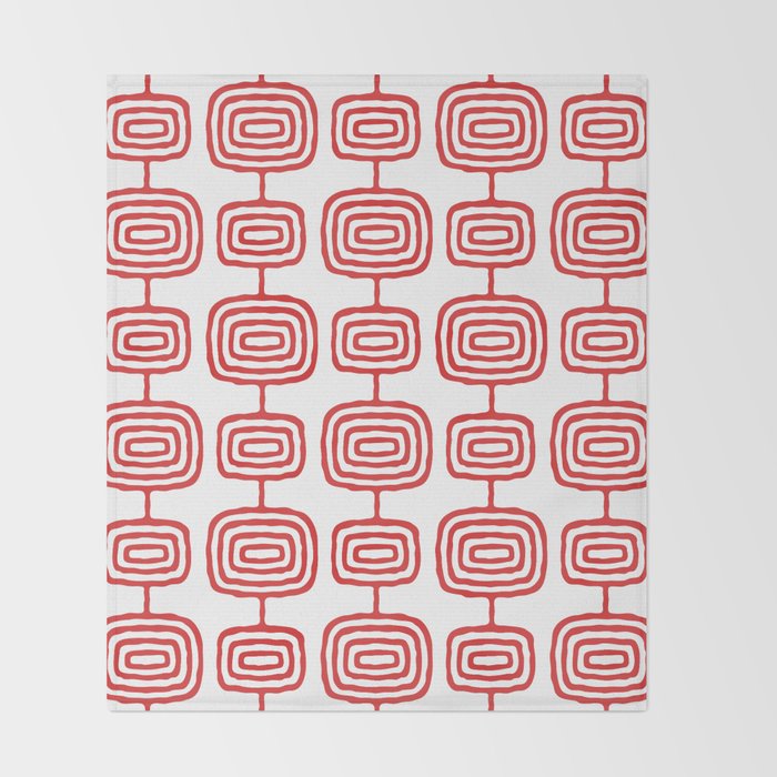 Mid Century Modern Atomic Rings Pattern Red 3 Throw Blanket Gallery Image 2