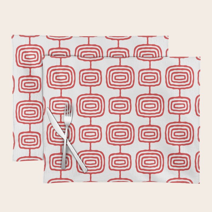 Mid Century Modern Atomic Rings Pattern Red 3 Placemat Gallery Image 1