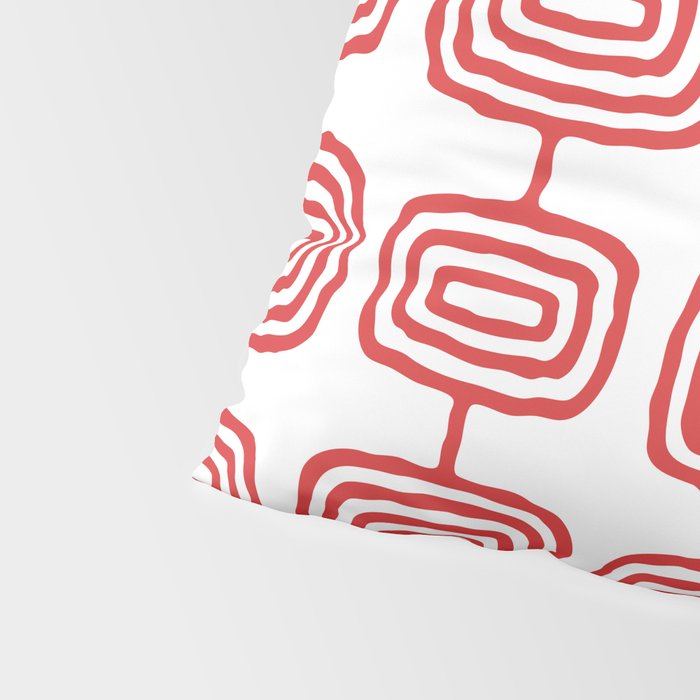 Mid Century Modern Atomic Rings Pattern Red 3 Pillow Sham Gallery Image 4