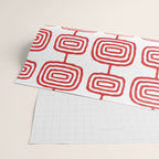 Mid Century Modern Atomic Rings Pattern Red 3 Wrapping Paper Gallery Image 2