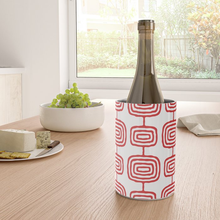 Mid Century Modern Atomic Rings Pattern Red 3 Wine Chiller Gallery Image 4