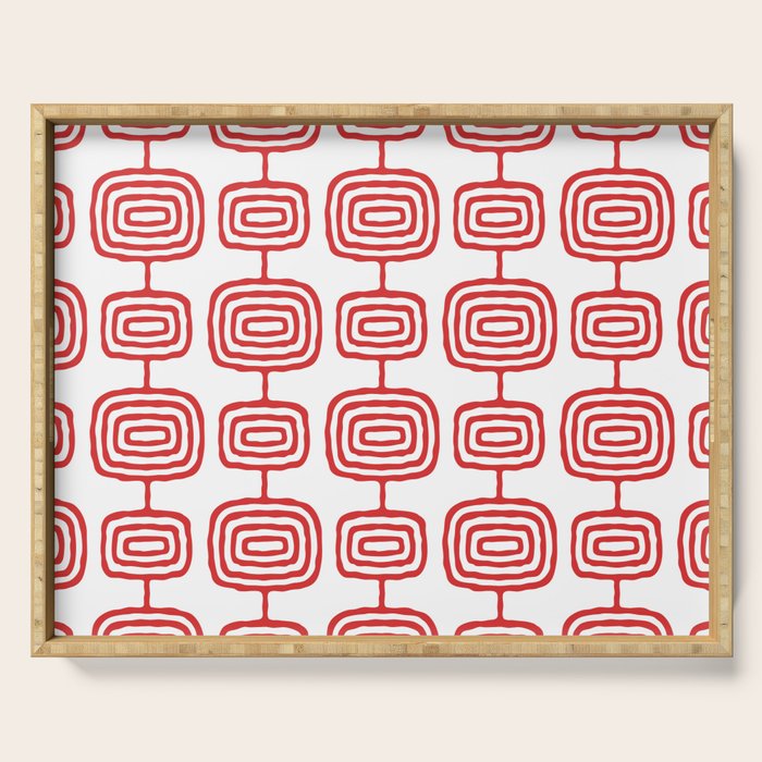 Mid Century Modern Atomic Rings Pattern Red 3 Serving Tray Gallery Image 1