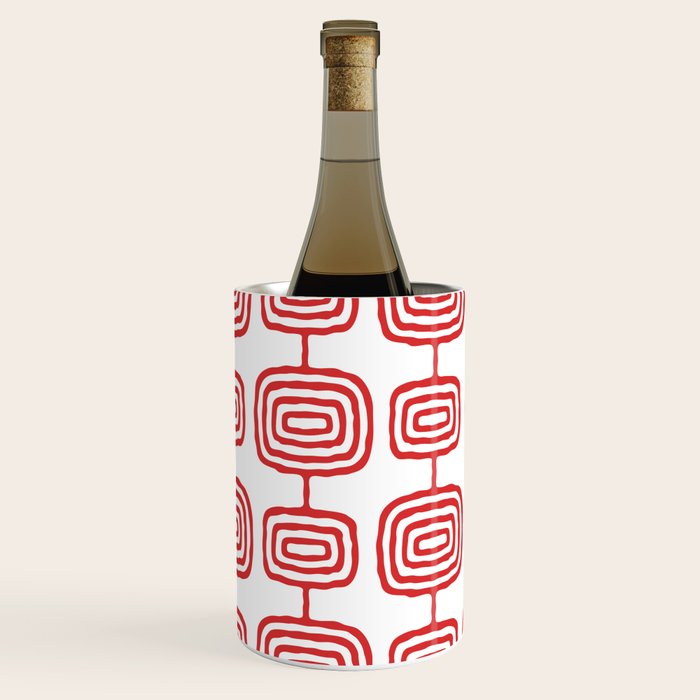 Mid Century Modern Atomic Rings Pattern Red 3 Wine Chiller Gallery Image 3