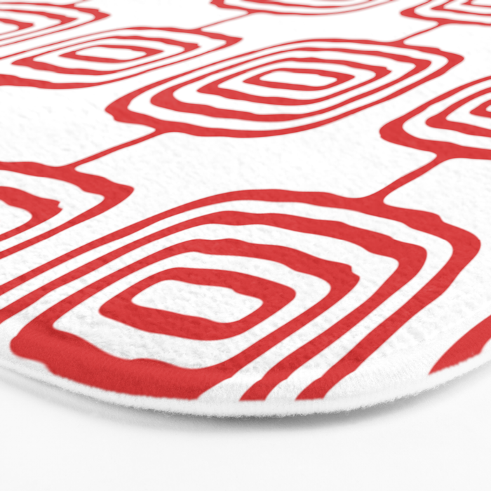 Mid Century Modern Atomic Rings Pattern Red 3 Bath Mat Gallery Image 3