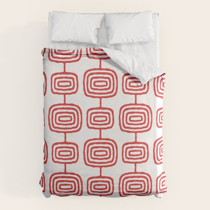 Mid Century Modern Atomic Rings Pattern Red 3 Duvet Cover Gallery Image 6