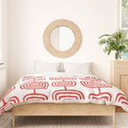 Mid Century Modern Atomic Rings Pattern Red 3 Duvet Cover Gallery Image 3