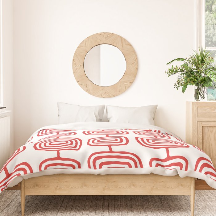 Mid Century Modern Atomic Rings Pattern Red 3 Duvet Cover Gallery Image 3