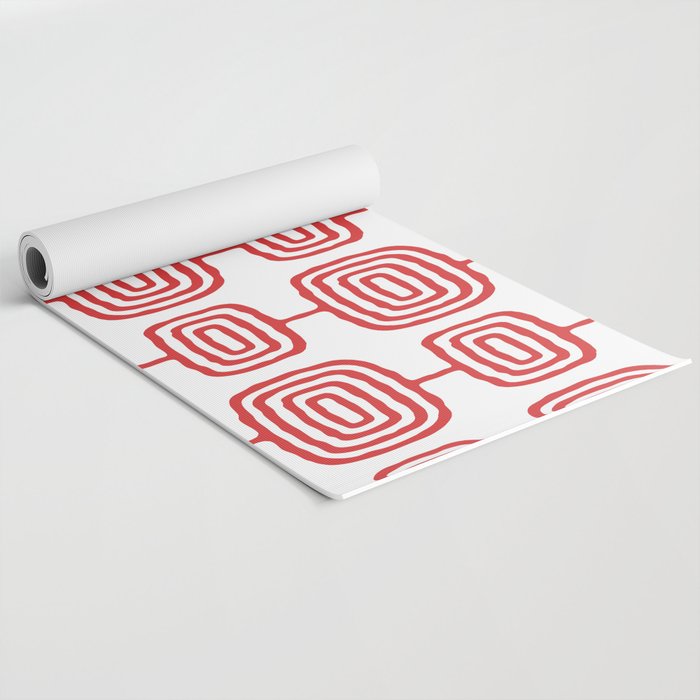 Mid Century Modern Atomic Rings Pattern Red 3 Yoga Mat Gallery Image 2