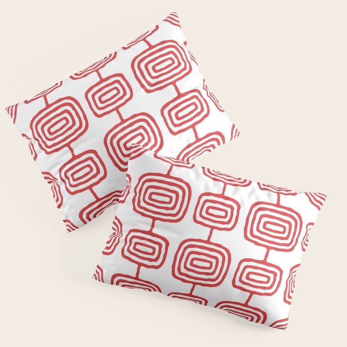 Mid Century Modern Atomic Rings Pattern Red 3 Pillow Sham Gallery Image 3