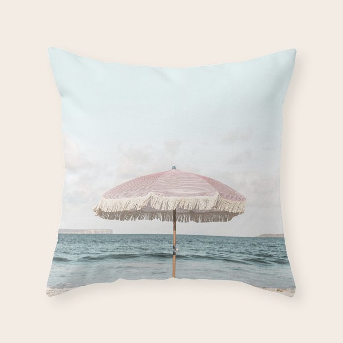 Pink Umbrella Throw Pillow Gallery Image 1