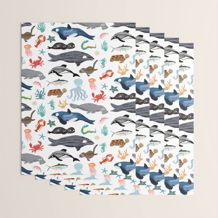 Sea Change: Ocean Animals Wrapping Paper Gallery Image 3