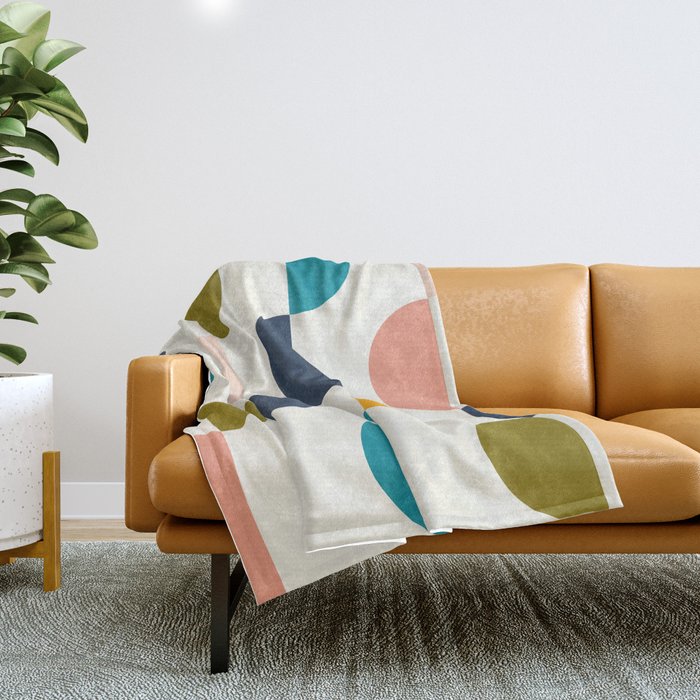 Mid Century Modern Geometry 5 Throw Blanket Gallery Image 1