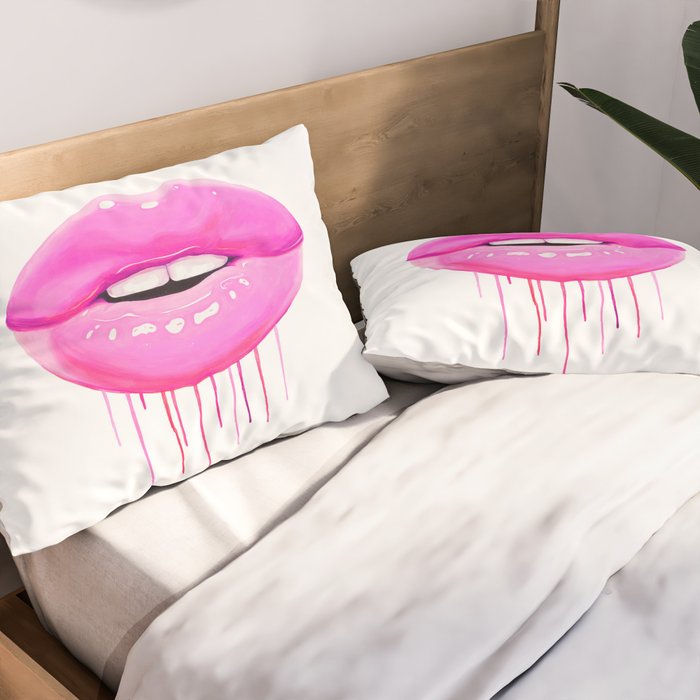 Pink lips Pillow Sham Gallery Image 2