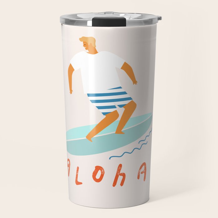 Surfer aloha poster Travel Mug Gallery Image 1