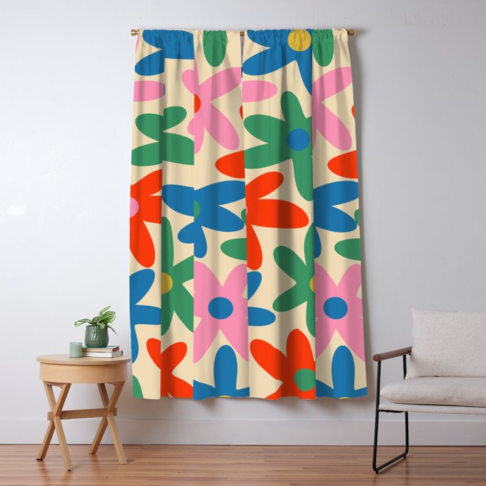Daisy Time Colorful Retro Floral Pattern Window Curtain Gallery Image 5