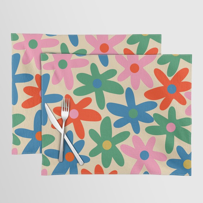 Daisy Time Colorful Retro Floral Pattern Placemat Gallery Image 1