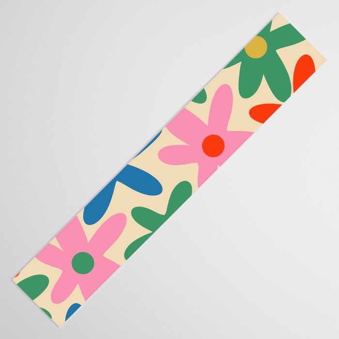 Daisy Time Colorful Retro Floral Pattern Table Runner Gallery Image 3
