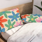 Daisy Time Colorful Retro Floral Pattern Pillow Sham Gallery Image 2
