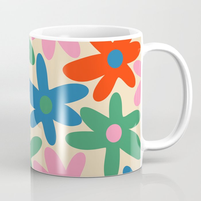 Daisy Time Colorful Retro Floral Pattern Coffee Mug Gallery Image 1