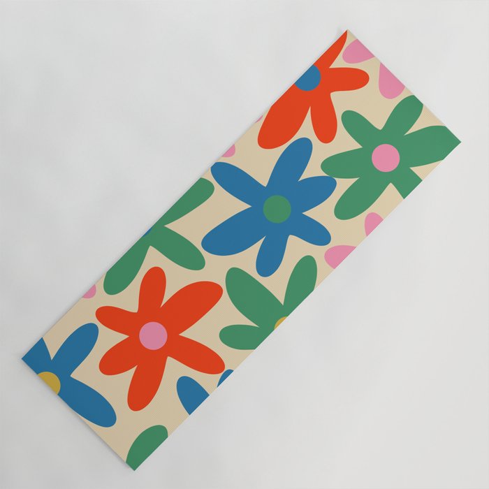Daisy Time Colorful Retro Floral Pattern Yoga Mat Gallery Image 1