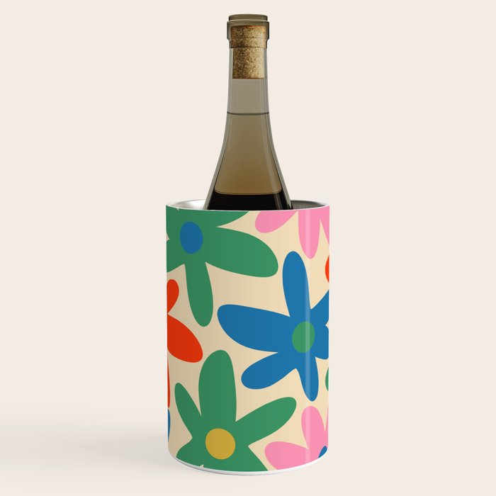 Daisy Time Colorful Retro Floral Pattern Wine Chiller Gallery Image 1