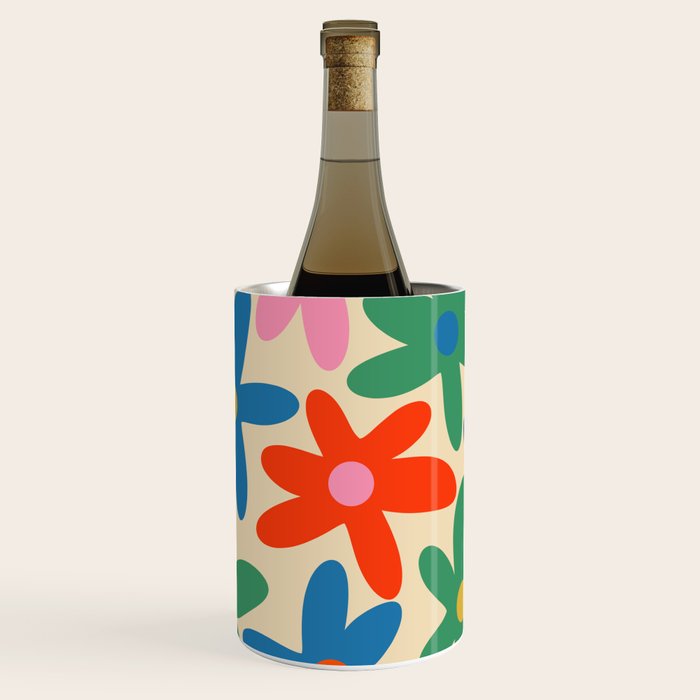 Daisy Time Colorful Retro Floral Pattern Wine Chiller Gallery Image 2