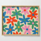 Daisy Time Colorful Retro Floral Pattern Serving Tray Gallery Image 1