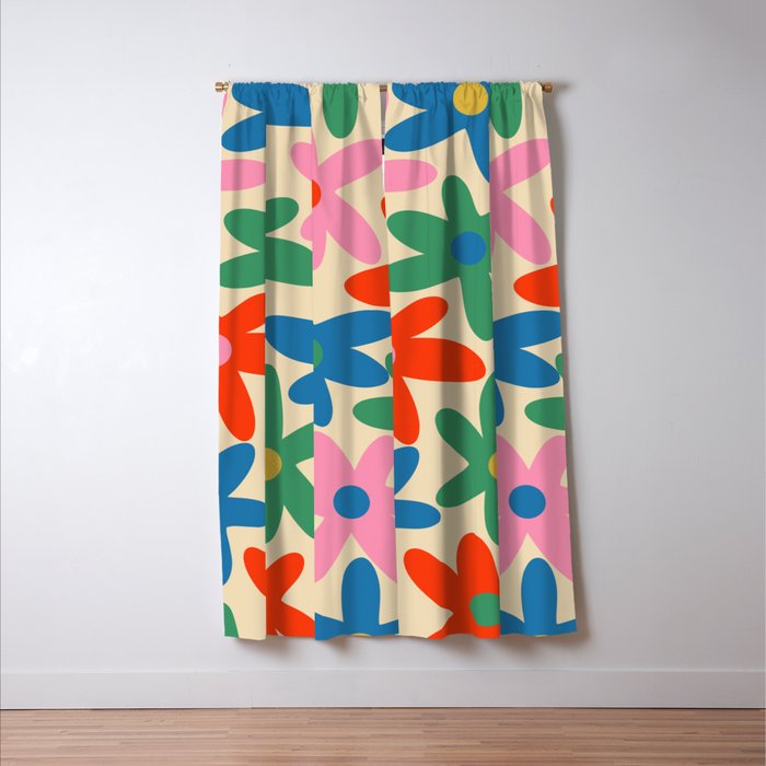Daisy Time Colorful Retro Floral Pattern Window Curtain Gallery Image 3