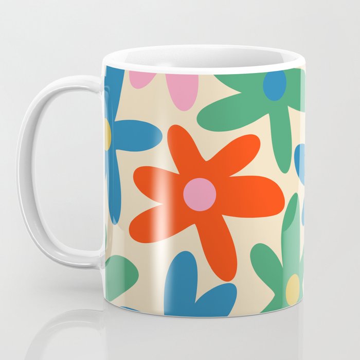 Daisy Time Colorful Retro Floral Pattern Coffee Mug Gallery Image 3