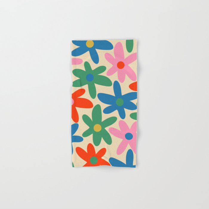 Daisy Time Colorful Retro Floral Pattern Bath Towel Gallery Image 1