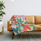 Daisy Time Colorful Retro Floral Pattern Throw Blanket Gallery Image 1