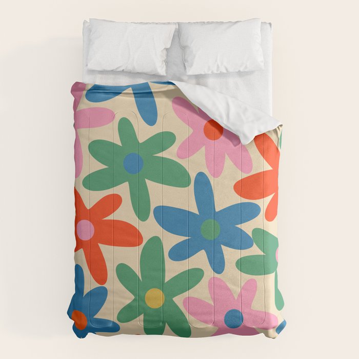 Daisy Time Colorful Retro Floral Pattern Comforter Gallery Image 6
