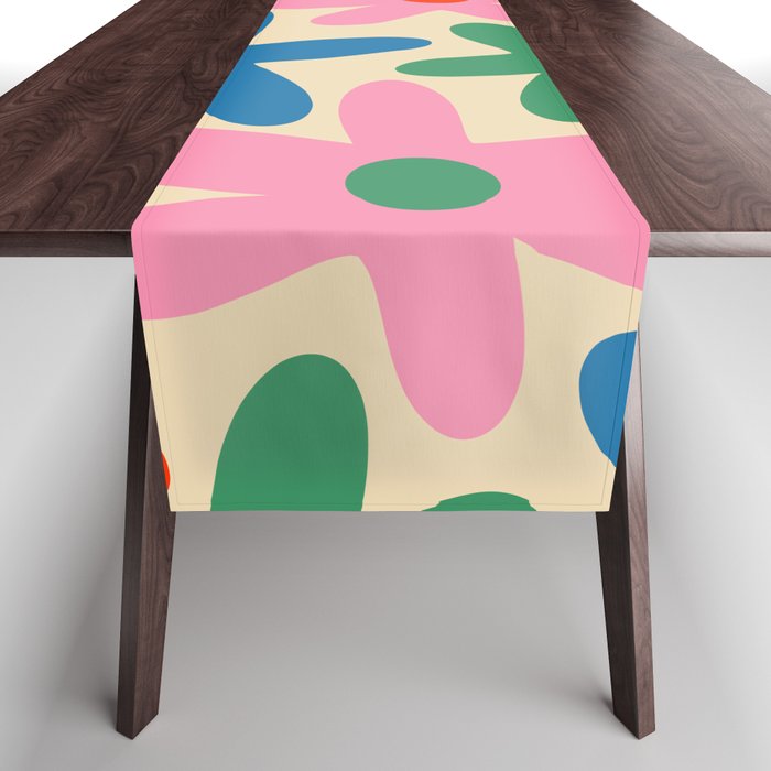 Daisy Time Colorful Retro Floral Pattern Table Runner Gallery Image 1