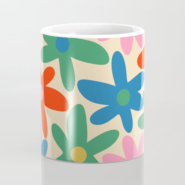 Daisy Time Colorful Retro Floral Pattern Coffee Mug Gallery Image 4