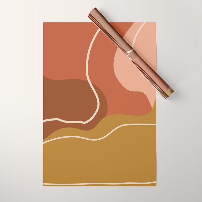Abstract Organic Shapes in Zen Desert Color  Wrapping Paper Gallery Image 1