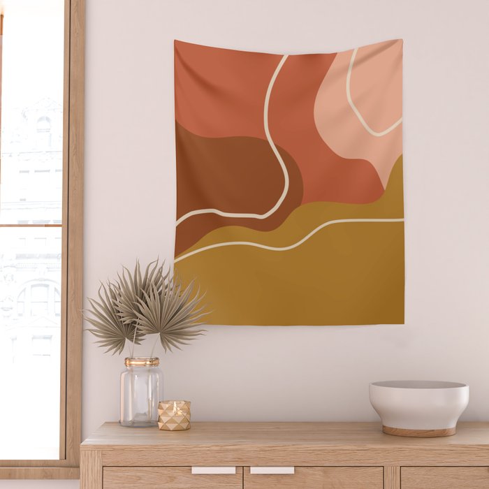 Abstract Organic Shapes in Zen Desert Color  Wall Tapestry Gallery Image 2