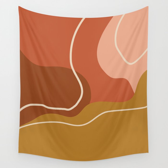 Abstract Organic Shapes in Zen Desert Color  Wall Tapestry Gallery Image 1