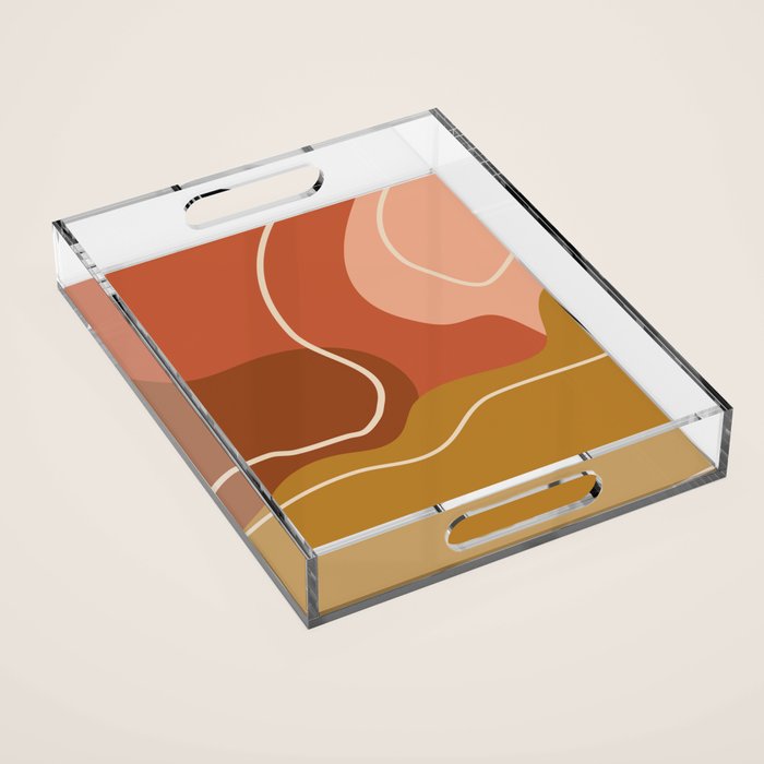 Abstract Organic Shapes in Zen Desert Color  Acrylic Tray Gallery Image 1
