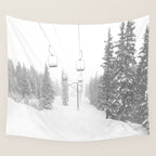 Empty Chairlift // Alone on the Mountain at Copper Whiteout Conditions Foggy Snowfall Wall Tapestry Gallery Image 4