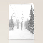 Empty Chairlift // Alone on the Mountain at Copper Whiteout Conditions Foggy Snowfall Stationery Card Gallery Image 2
