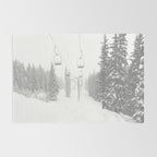 Empty Chairlift // Alone on the Mountain at Copper Whiteout Conditions Foggy Snowfall Rug Gallery Image 2