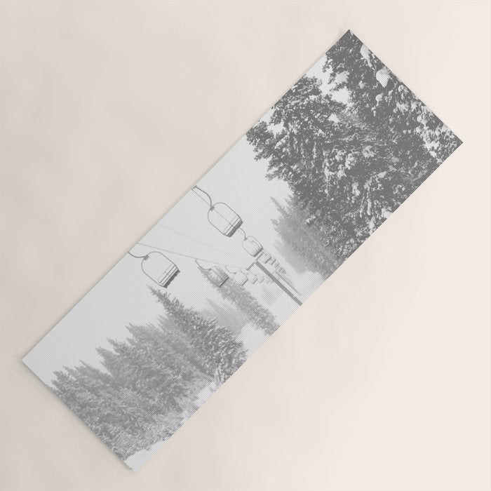 Empty Chairlift // Alone on the Mountain at Copper Whiteout Conditions Foggy Snowfall Yoga Mat Gallery Image 1