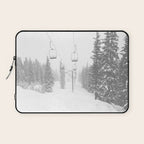 Empty Chairlift // Alone on the Mountain at Copper Whiteout Conditions Foggy Snowfall Laptop Sleeve Gallery Image 1